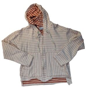 Columbia Cotton Blend Orange White‎ Striped Full Zip Hoodie Womens Size Medium